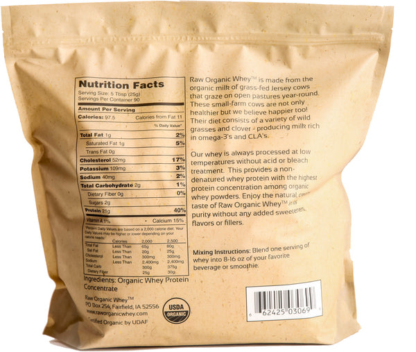 Raw Organic Whey Protein - 5 LB BULK