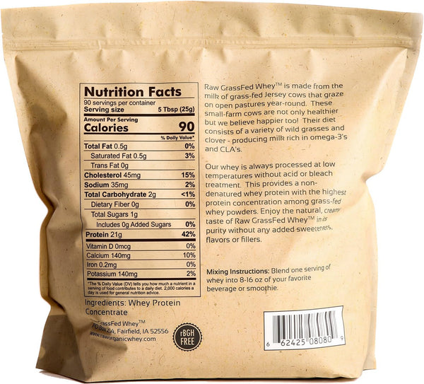 Raw Grass Fed Whey Protein - 5 LB BULK