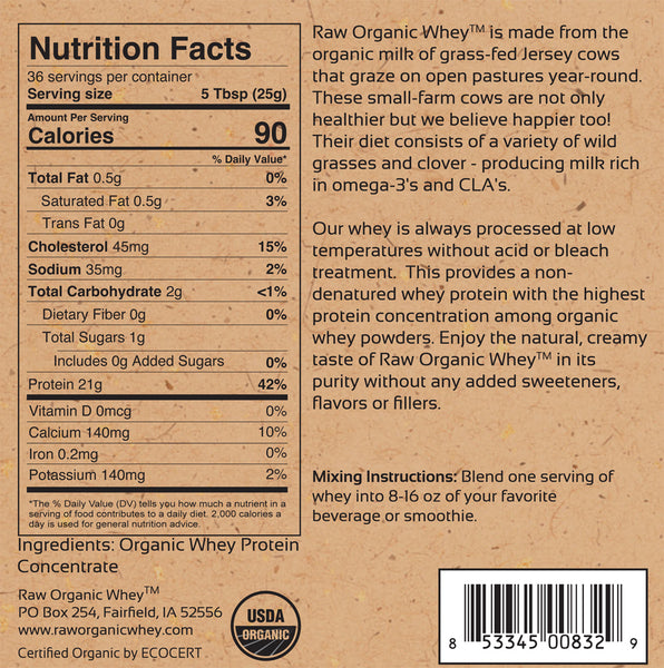 Raw Organic Whey Protein - 2 LB