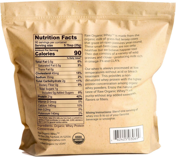 Raw Organic Whey Protein - 5 LB BULK