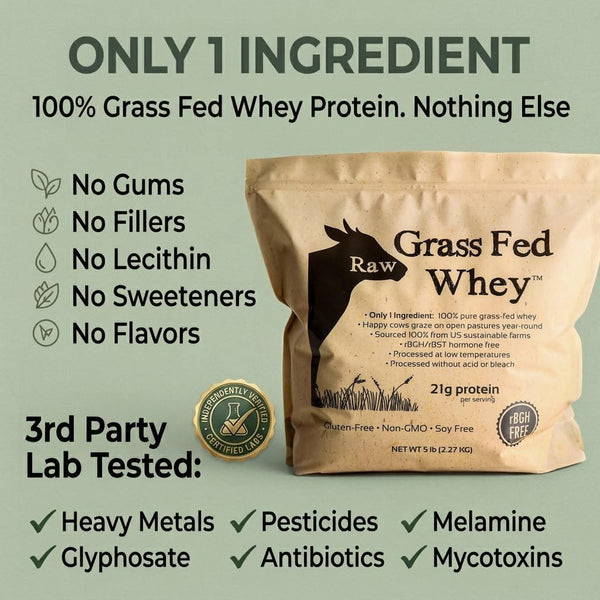 Raw Grass Fed Whey Only 1 Ingredient 3rd party lab tested