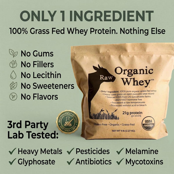 Raw Organic Whey One Ingredient 3rd Party Lab Tested Pasture Raised